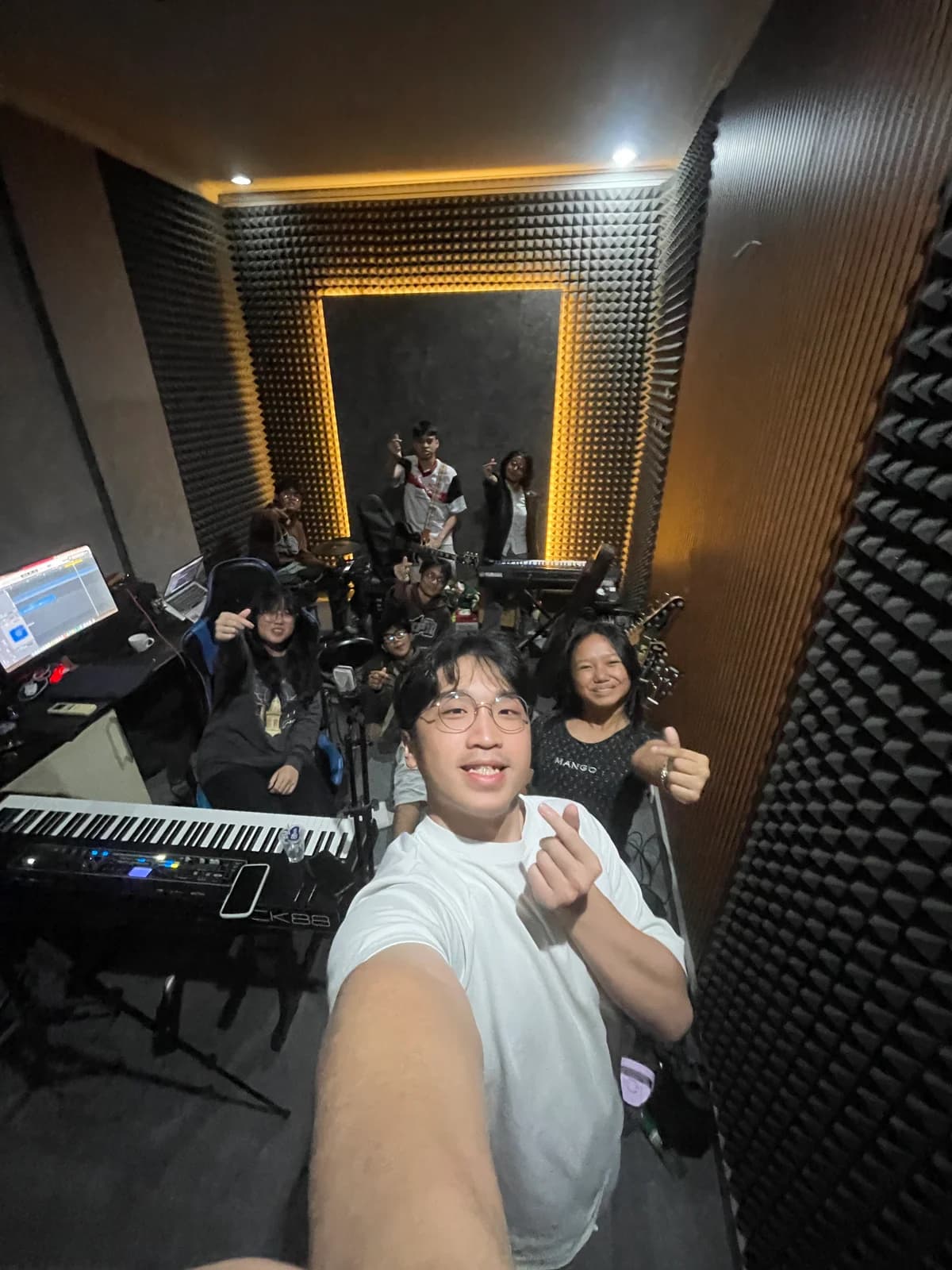 Keane Kenziro Yusack and students in the recording room